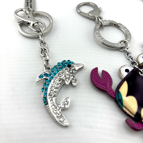 Vera Bradley Coastal Sea Life Keychain Bundle - Lot of 3 (Crab & Dolphins) - Picture 5 of 10